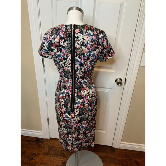 Erdem Raisa Dress Black Floral Short Sleeve Midi, Size 6 - Picture 4 of 5